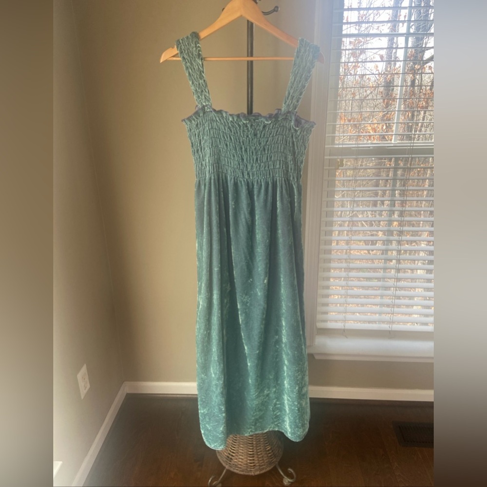 Free People Camille Dress Womens Small Velvet Midi Smocked Romantic Boho